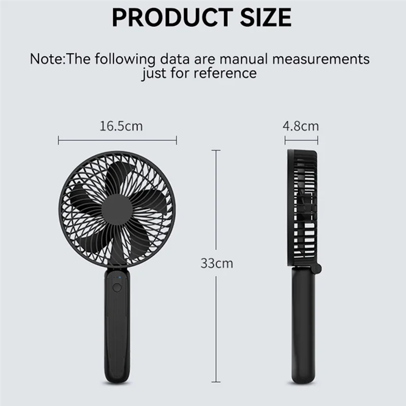 مقبض قابل للطي 6 بوصة 10000 مللي أمبير يده مروحة صغيرة قابلة للشحن مروحة USB صامتة الرياح القوية لغرفة المنزل السفر في الهواء الطلق-ABWO