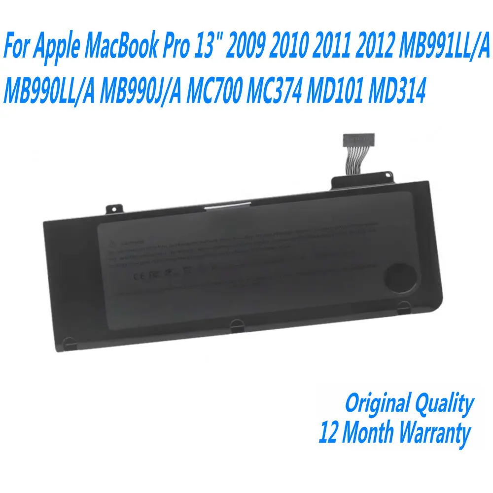 

A1322 A1278 Laptop Battery For Apple MacBook Pro 13" 2009 2010 2011 2012 MB991LL/A MB990LL/A MB990J/A MC700 MC374 MD101 MD314