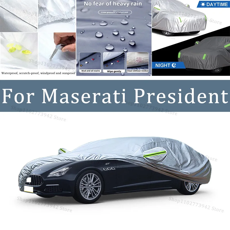 

For Maserati President Car Cover Full Covers with Reflective Strip Dustproof UV Scratch-Resistant Sunscreen Protective cover