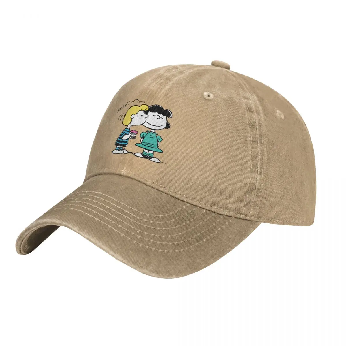 Vintage Peanuts Valentine's Day Lucy Schroeder Kiss Baseball Cap for Men Women Denim Headwear Snoopy Outdoor Running Golf Hats