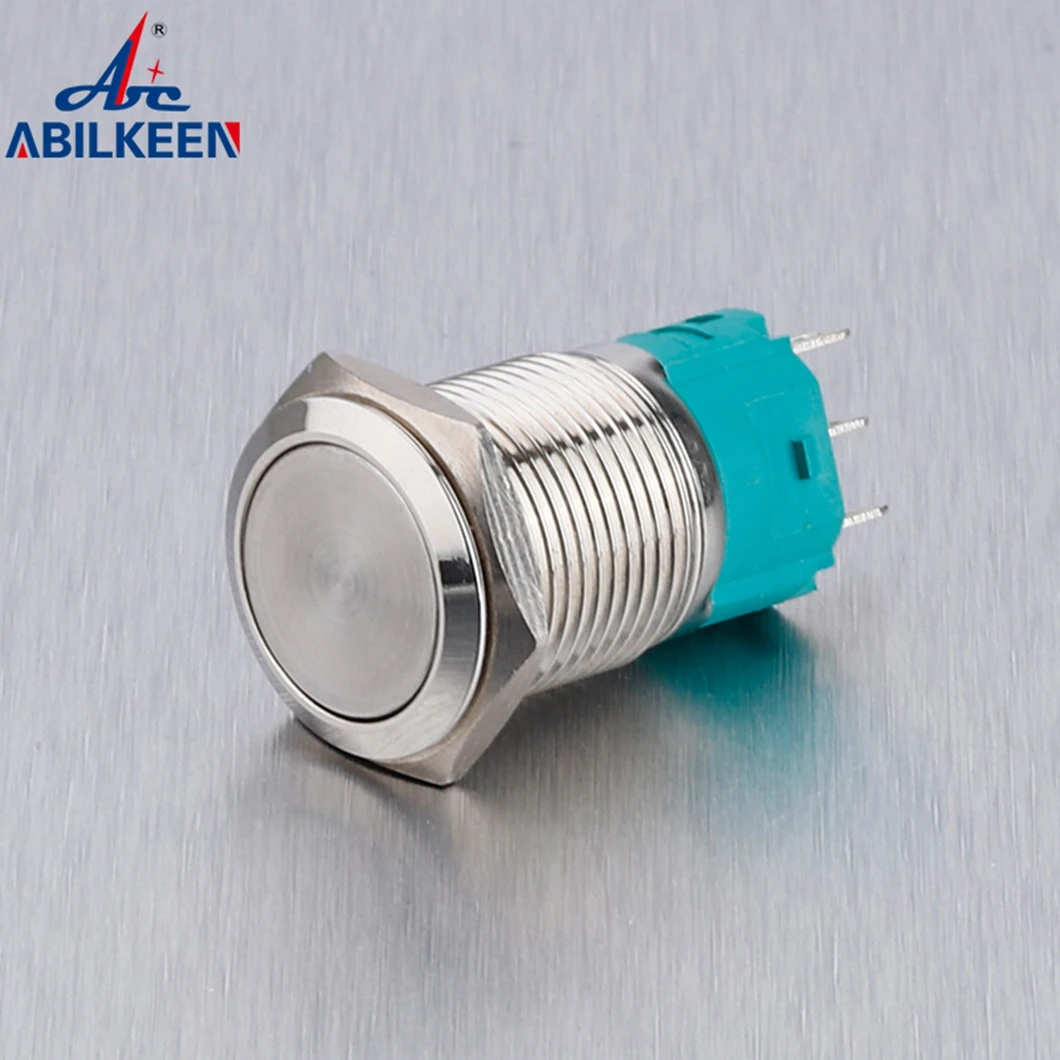 ABILKEEN 16MM Cheap Price Flat Head Waterproof Momentary/ Self-Latching Metal Push Button Switch no Lamp