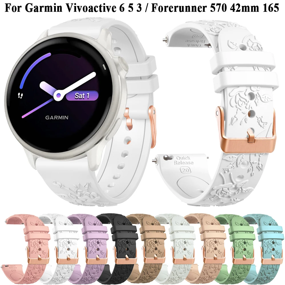 20 مللي متر حزام ساعة سيليكون للغارمين Vivoactive 6 5 3 حزام سوار ل Forerunner 570 42 مللي متر 165 55/Venu Sq 2/Venu معصمه