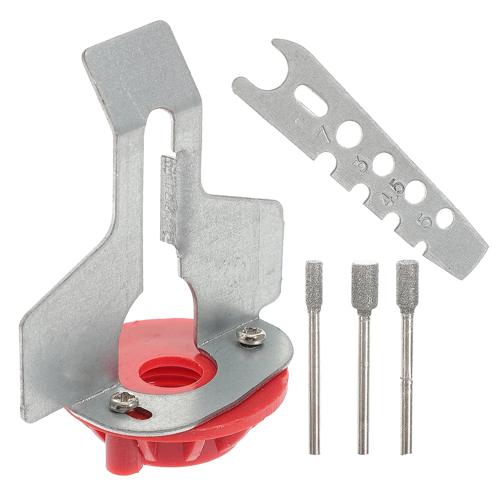 

1 set Sharpening Attachment Kit Emery Grinding Burr Metal Handle Steel Angle Rails Fit Most Chainsaw Blades Rotary Tool
