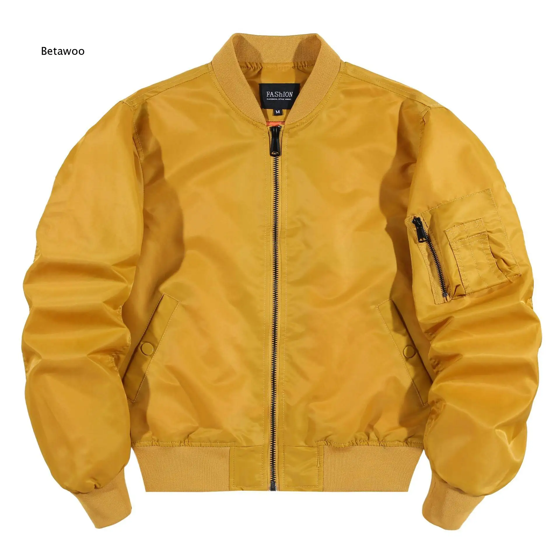 Men Bomber Jacket Zip Up Baseball Collar Multi Pocket Loose Fit Windproof Outerwear for Street Casual Daily Wear