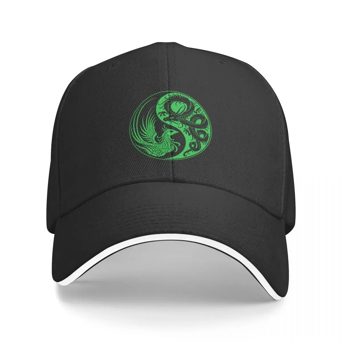 

Green and Black Dragon Phoenix Yin Yang Baseball Cap sun hat Gentleman Hat Trucker Hat Men Golf Wear Women's