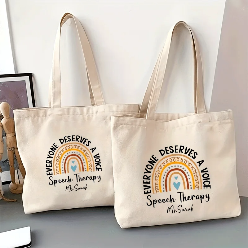 Custom Name Speech Therapy Tote Bag Shoulder Bag for Travel Daily Commute Women S Reusable Shopping Bag Best Gift for Teachers