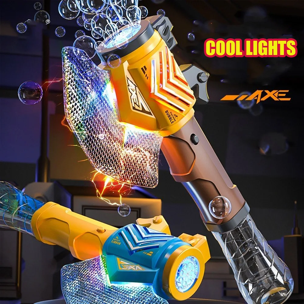 

Automatic Soap Bubbles Toy Axe Bubble Gun Electric Bubble Stick with Lights Outdoor Party Games Children's Toys for Kids Boys