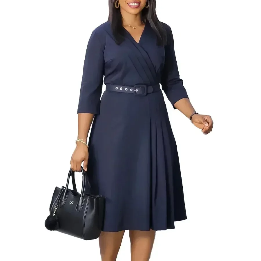 Элегантные африканские платья для женщин, летняя африканская одежда с рукавами 3/4, офисное женское вечернее платье миди, Дашики, наряды из Анкары, халат