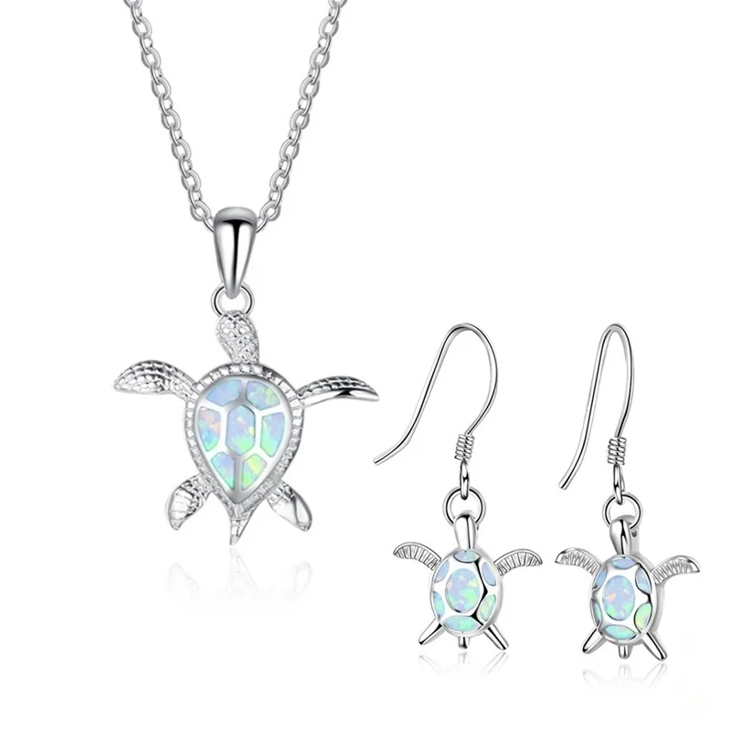 2024 Fashion Women Earrings and Necklace Cute Sea Turtle Pendant Jewelry Set for Women Wedding Jewelry Accessories Girl Gift