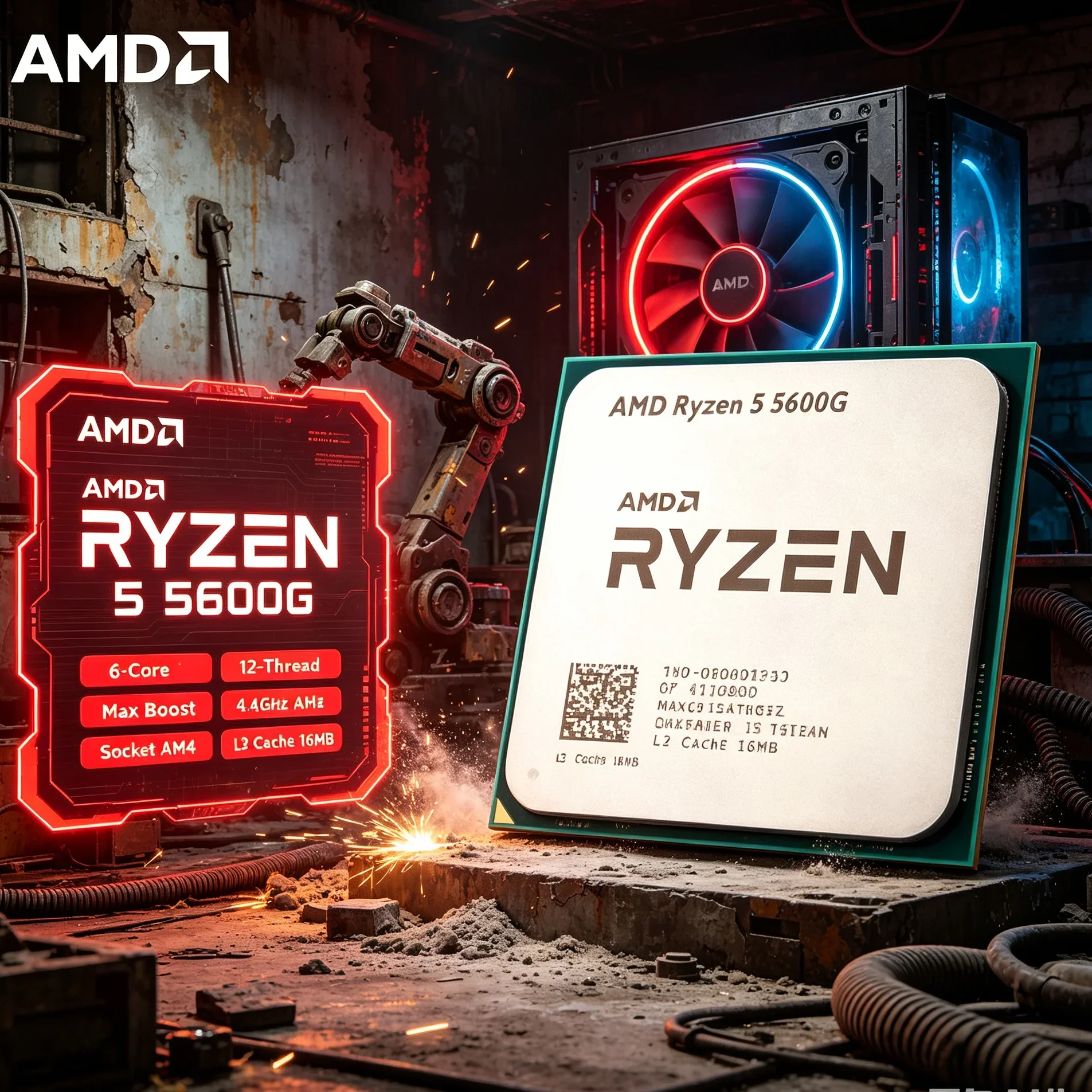 Content Creation CPU AMD Ryzen 5 5600G 6 Core 12 Thread 4.4GHz AM4 Desktop Processor