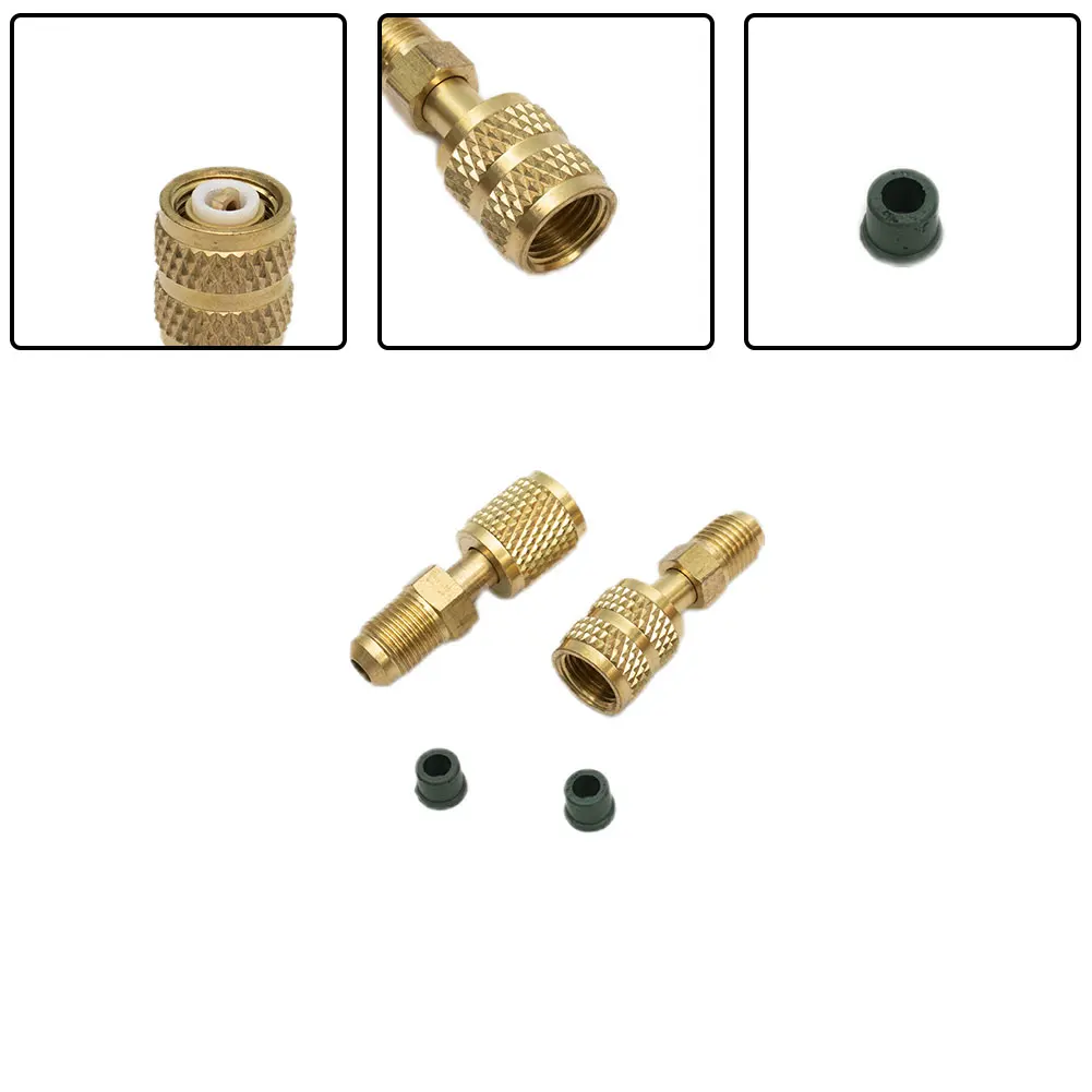 

High Quality Durable AC Refrigerant Adapter Brass For R410 R32 R22 For Valve System Tool R410a SAE Male Female