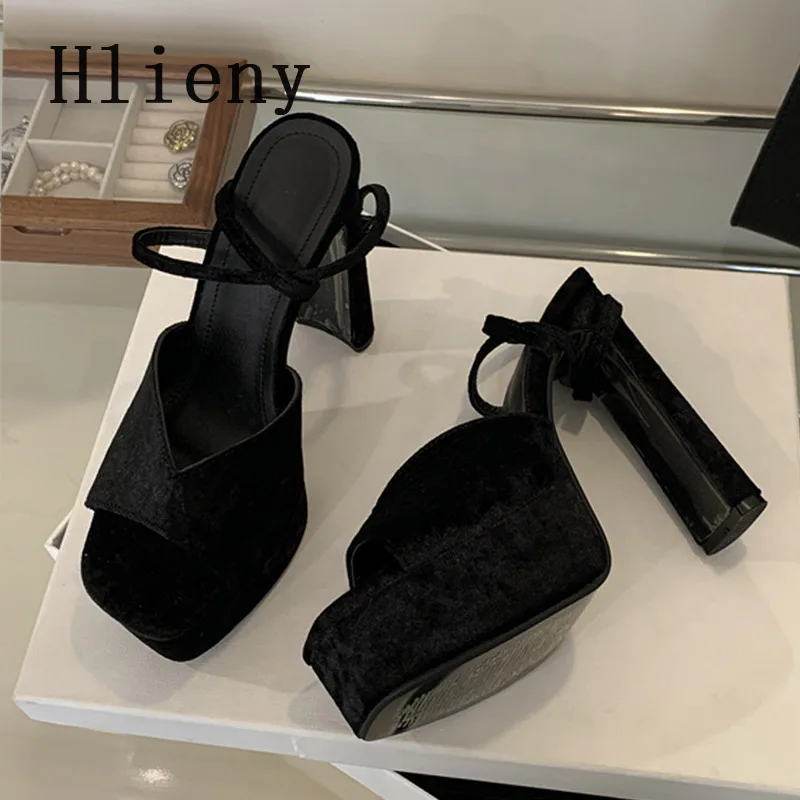 

Hlieny/пикантные стильные подиумные женские сандалии на платформе с открытым носком, модные вечерние женские летние туфли на толстом высоком каблуке с пряжкой и ремешком