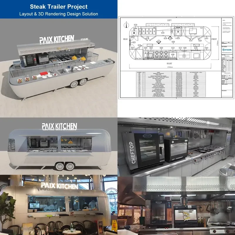 for Steak Cart Kitchen Project Commercial Restaurant Layout 3D Rendering Design Solution Catering Equipment Supply Tool