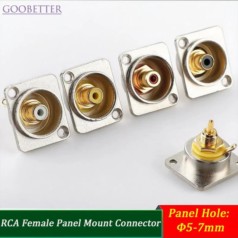 Premium RCA Female Panel Mount Connector Silver - PCB Red/White Jacks for Audio Chassis, AV Sockets Dual Color Coded
