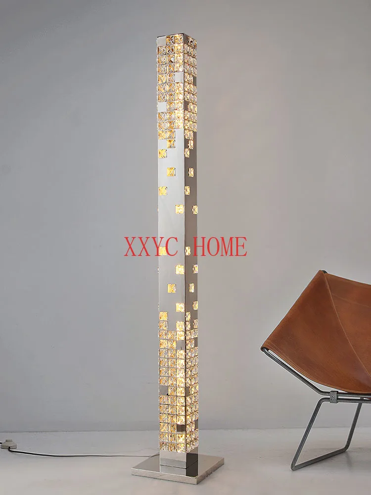 

Building Model Room Sales Office Crystal Stainless Steel Luxury Floor Lamp Living Room Dining Room