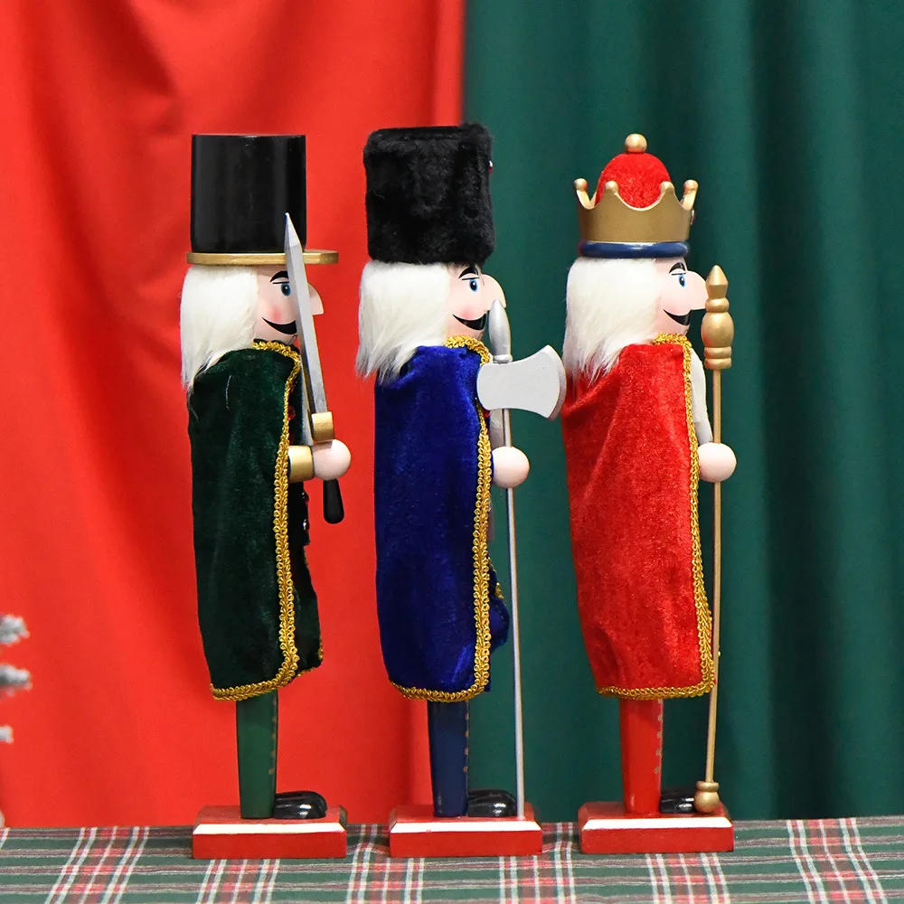 38 cm Verjaardagscadeau Beweegbare Pop Puppets Pakket Fluwelen Mantel Klassieke Notenkraker Walnoten Mensen Hout Kerstcadeaus 1 stks D330