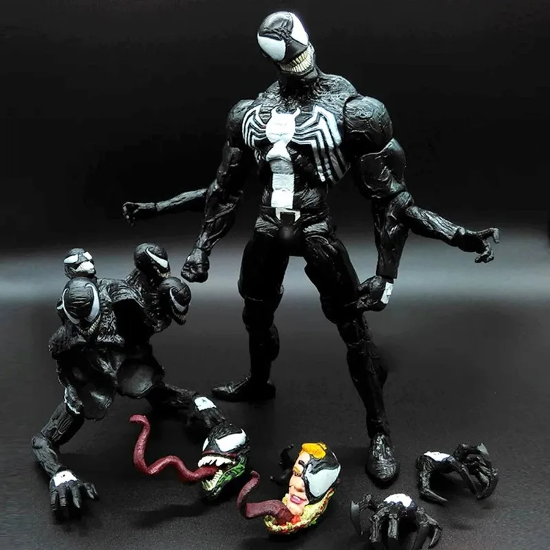 

Marvel Venom Spider Man Four Headed Nine Handed Action Figure Model Mobile Joint Doll Replacing Face Hand Spider Man Model