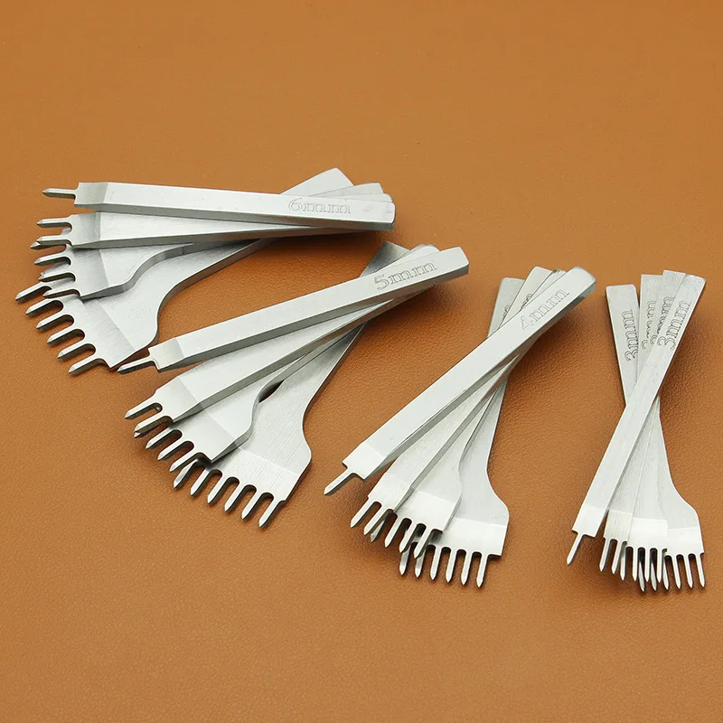 Leather Stitch Punch Set Diamond Barbed Iron Punch 3/4/5/6Mm Craft DIY Carving Handmade Drilling Tool Diagonal Flat Cutting Set
