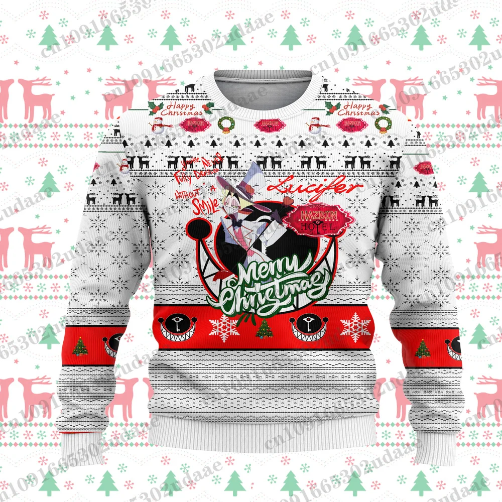 فندق Hazbin أنيمي الشتاء عيد الميلاد ملابس رياضية قبيحة ملابس رياضية للرجال والنساء الاحتفال الشتوي عيد الميلاد ملابس رياضية كاجوال