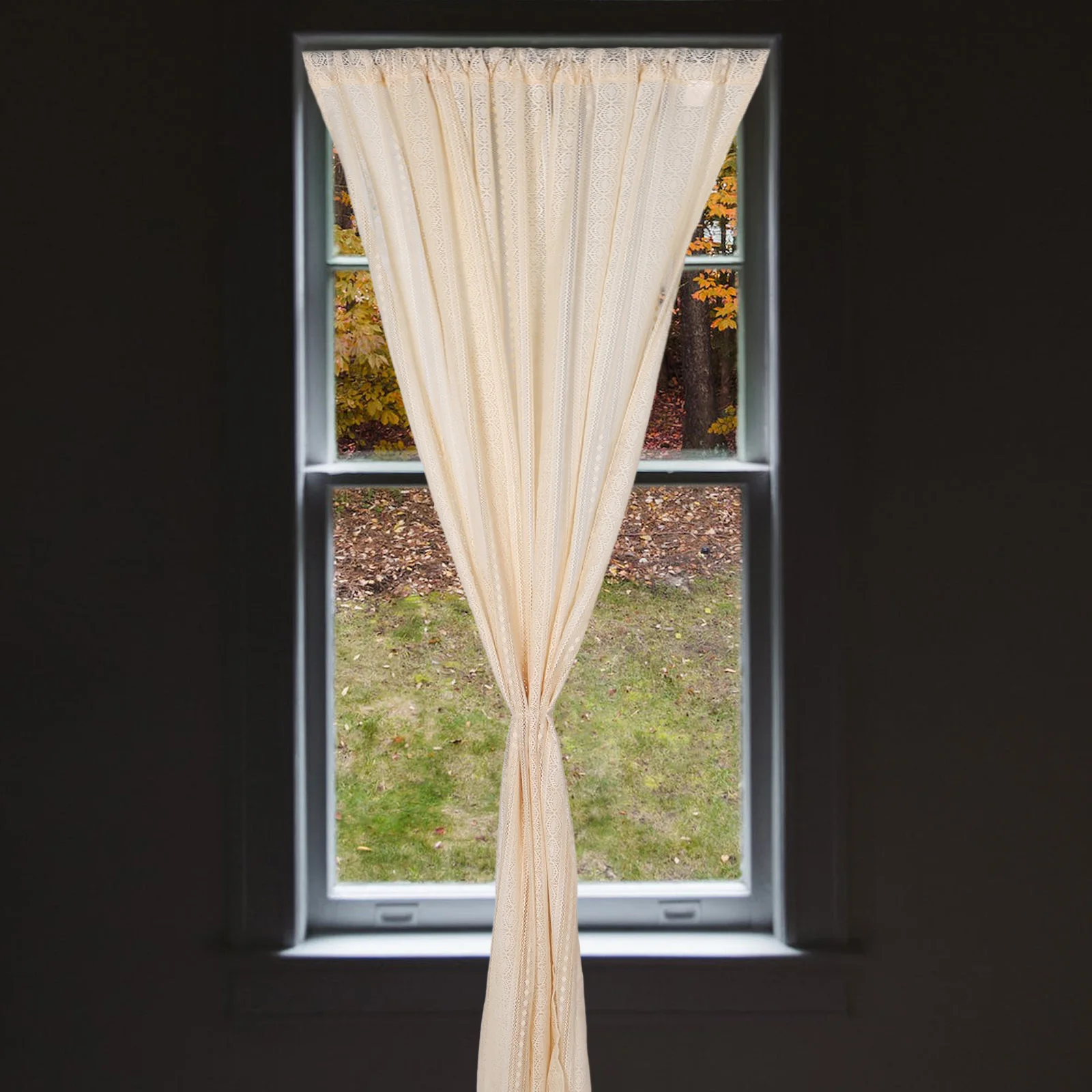 

2pcs Linen Curtains Sheer Embroidered Light Filtering Farmhouse Style Boho Curtains For Living Room Bedroom Kitchen Window