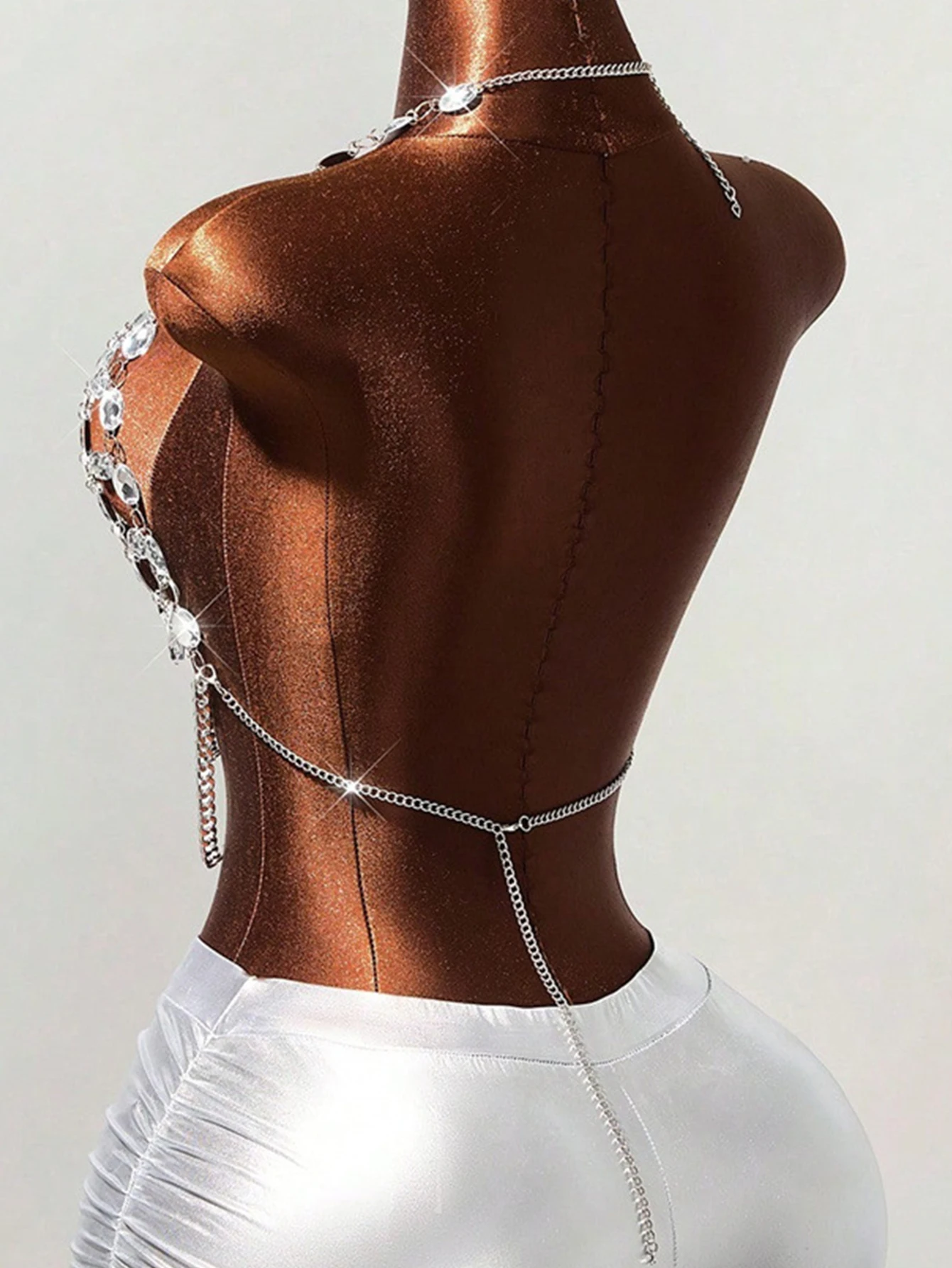 Sexy y2k clothes metal rhinestone tanks top women summer beach halter corset crop top woman clothing see through club party tops