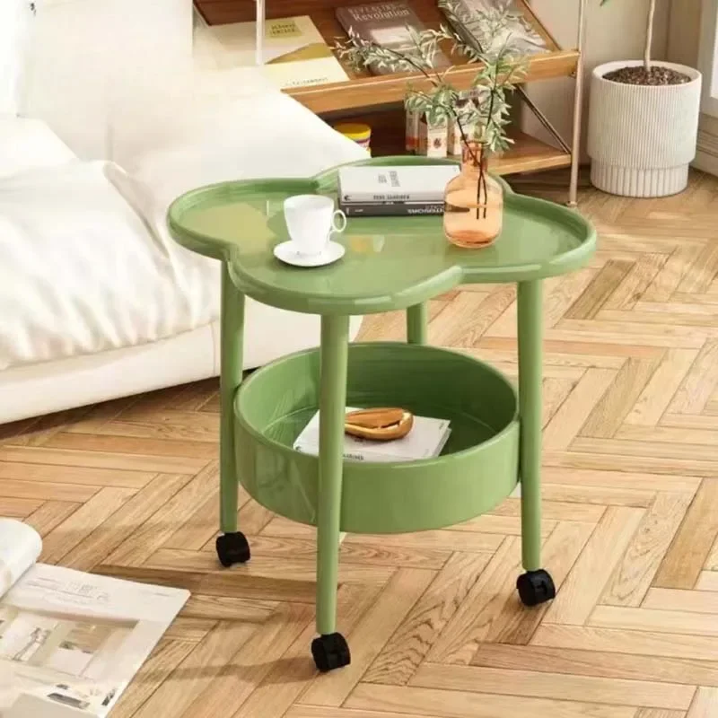 Simple Living Room Side Table Design Metal Wheels Modern Small Coffee Tables Bedroom Transform Mesa Auxiliar Trendy Furniture