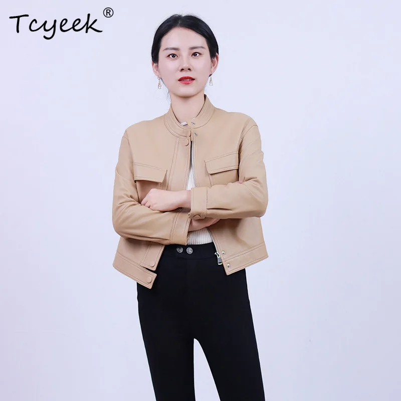 Tcyeek Real Leather Jacket Women Clothes Motocycle Jackets Autumn Sheepskin Womens Coats 2026 Short Style Casual Casaco Feminino