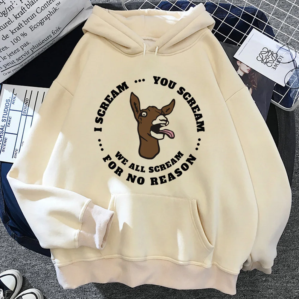 Schreiende Ziege Hoodie y2k Winter jugendliche Manga elegante kawaii Frauen Pullover Winter gemusterte Designer Streetwear