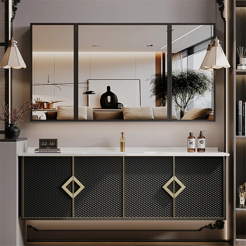 

Simple Vanity Bathroom Cabinets Design Mirror Apartment Shelf Bathroom Cabinets Hotel Oak Furniture Kasten in De Badkamer MHYSG