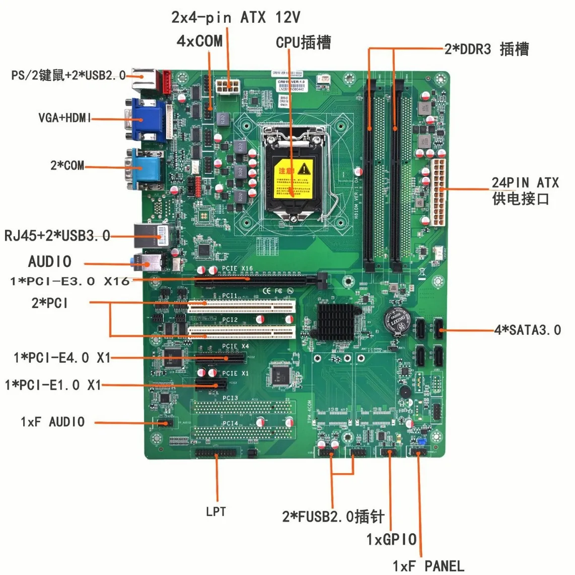 1150 pin interface, desktop computer main board X86 B85 ATX CR81M DDR3 industrial computer main board