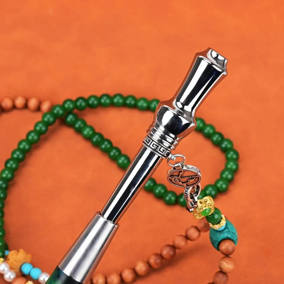 WOLF COOLVAPE Genuine Hookah Accessories: Titanium Alloy Cigarette Holder with Personal Stone Wood Chain and Storage Bag