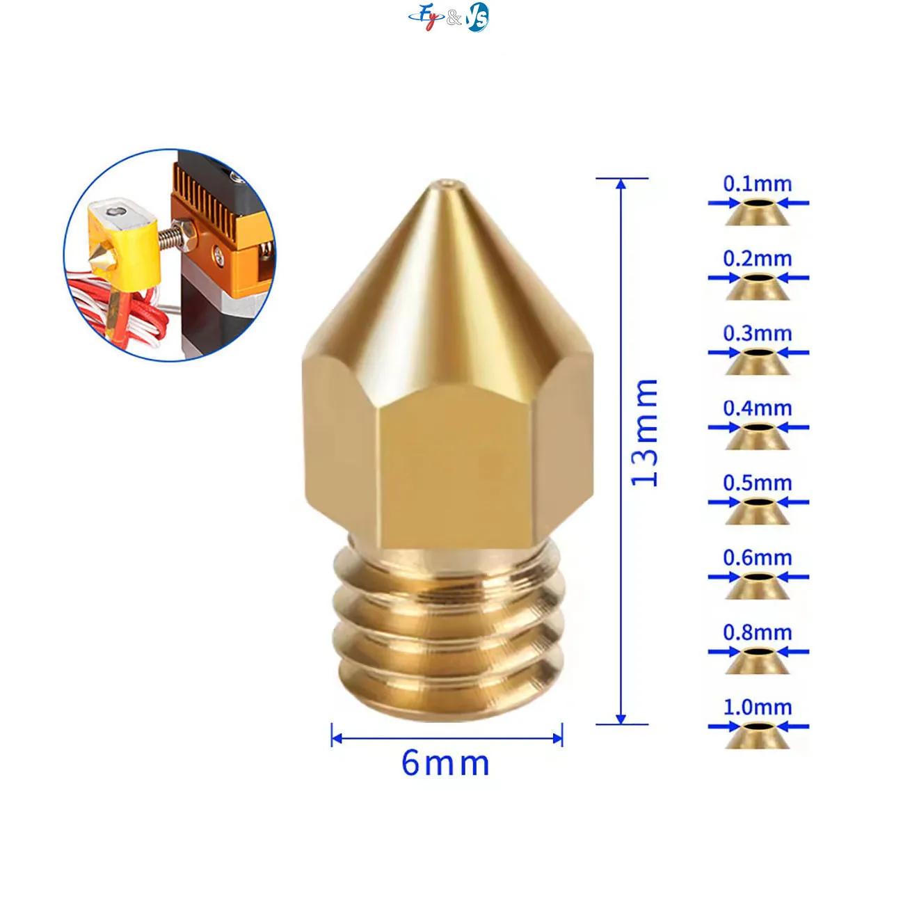 10Pcs High Precision MK8 Pointed Brass Nozzle J-Head Extruder Nozzle For 3D Printer 1.75mm Filament Print Head Parts