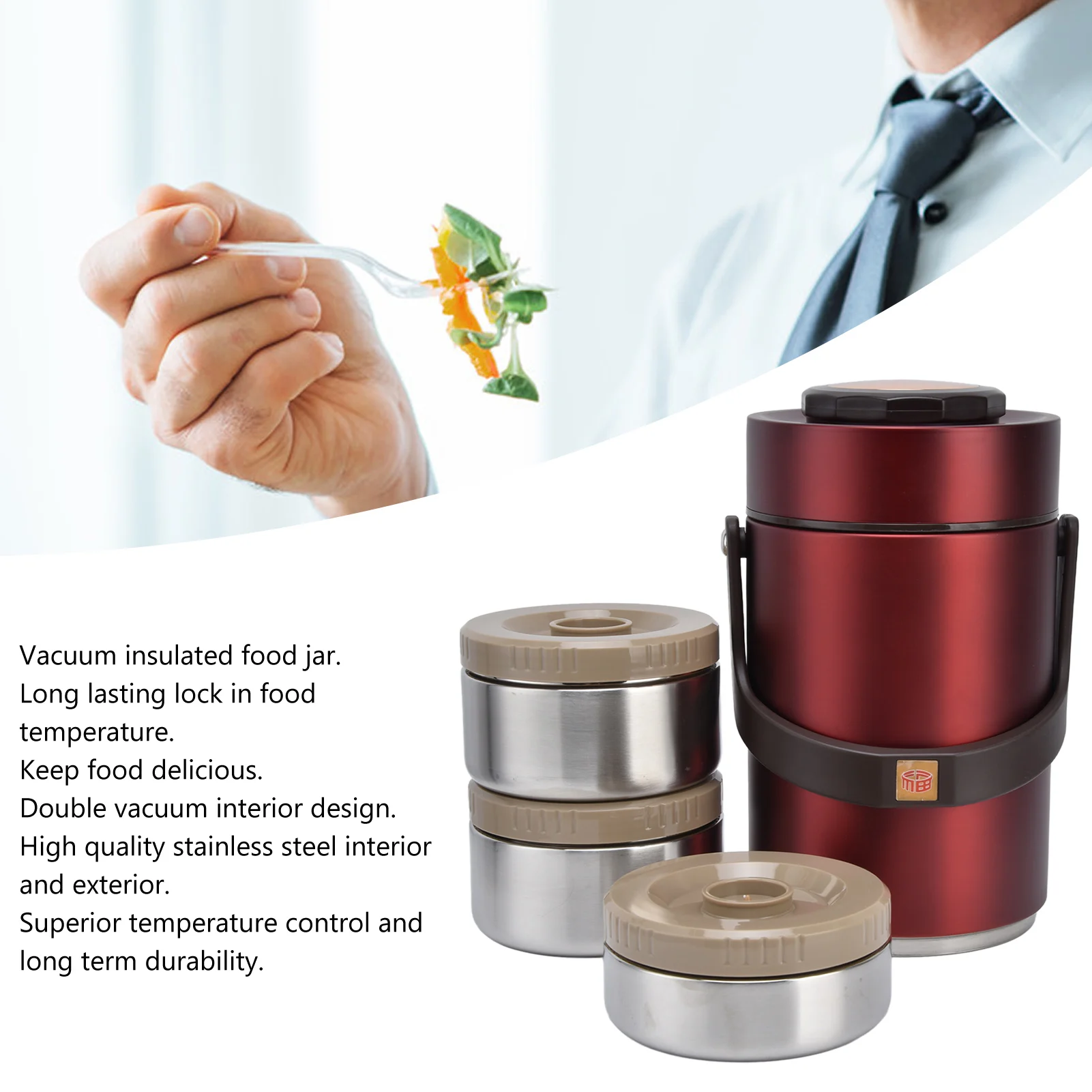 

Stainless Steel 2.3L Vacuum Insulation Lunch Box Portable 3 Layer Vacuum Insulated Barrel Multi Layer Insulated Lunch Box