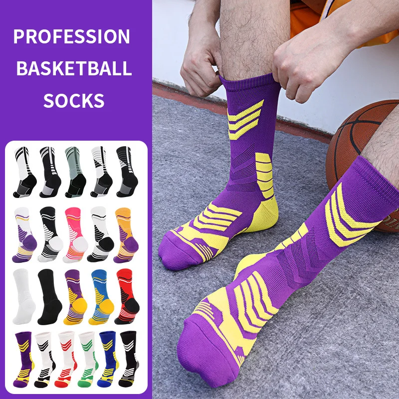 

Men's Profession Basketball Socks Thick Cushion Blisters Free Elite Crew Basketball Socks Euro Size 40 45