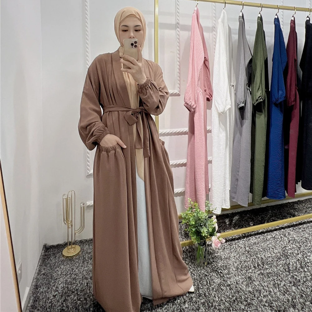 

Open Kaftan Dubai Abaya Turkey Kimono Cardigan Islam Muslim Hijab Dress Solid Abaya For Women Plain Robe Caftan Islamic Clothing