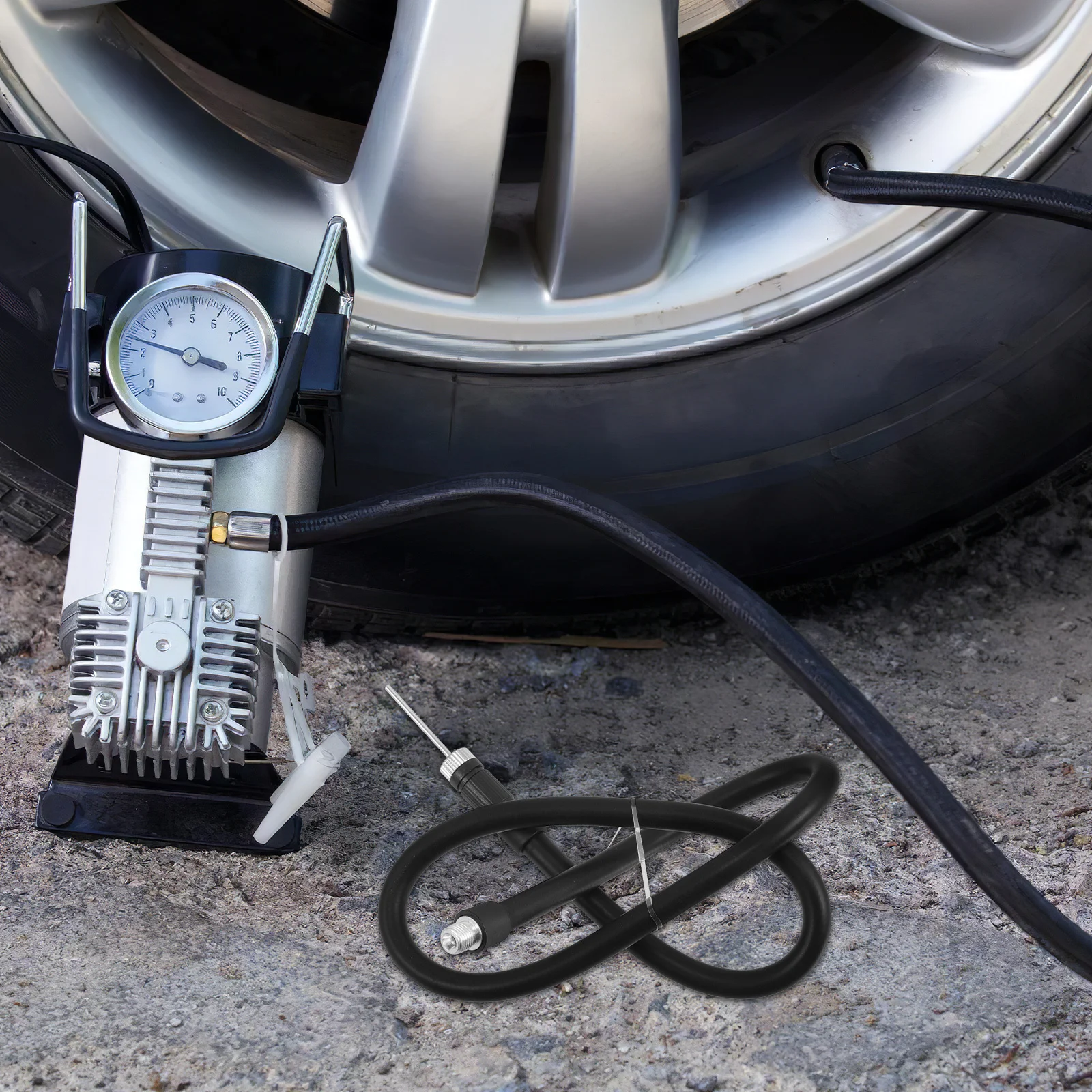 

1 set 1 Set Of Portable Air Compressor Tire Pump Extension Hose With French Valve Adapter For Car Bike Motorcycle Lightweight