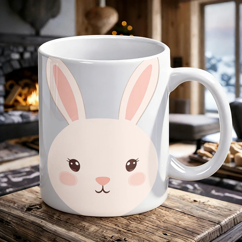 

1PCS Cute Soft Bunny Face Ceramic Cup, Coffee Cup, Milk Cup, Office Tea Cup, Drinking Cup, Does Not Fade, Gift for Friends