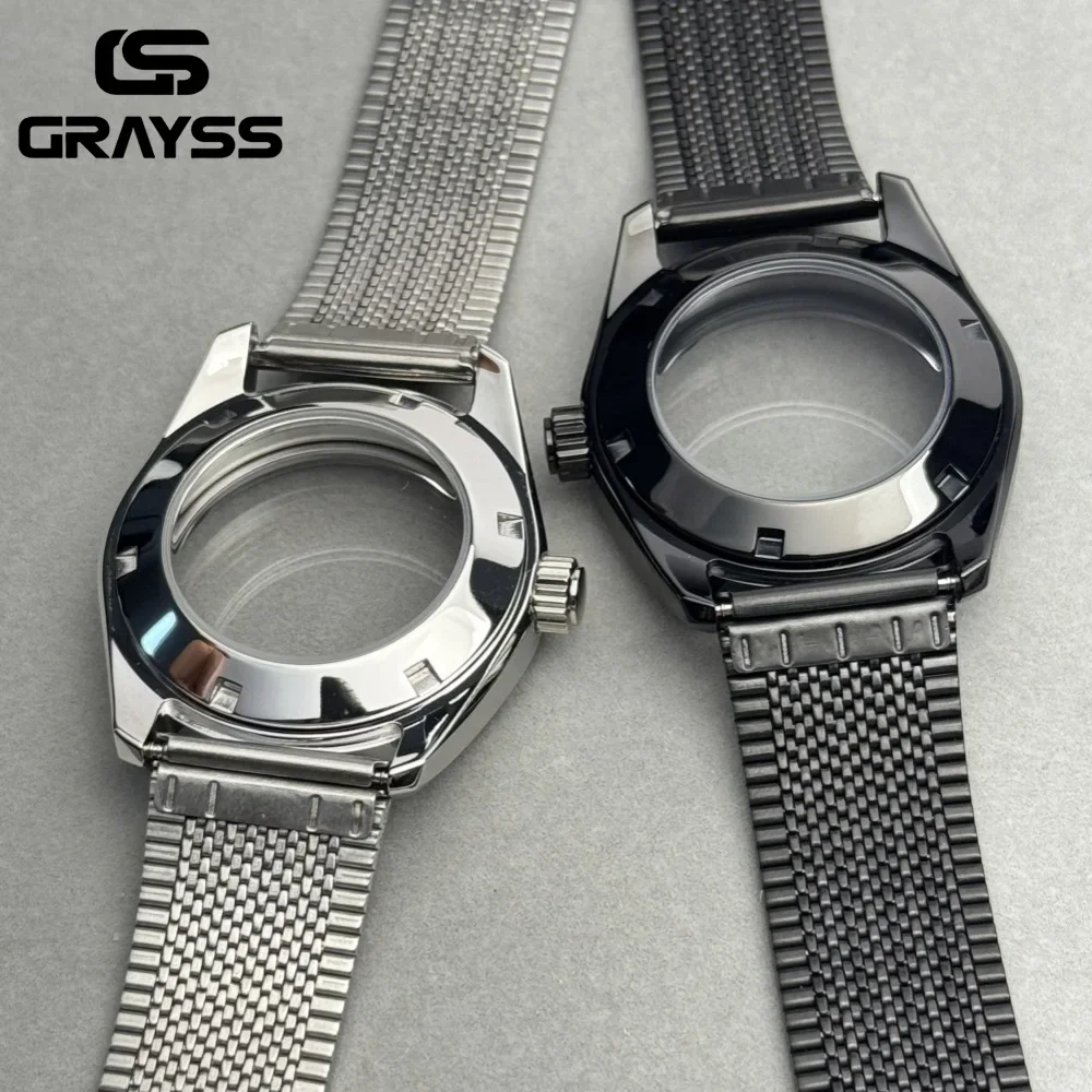 SKX mod Sapphire Crystal Vintage 38mm Edge Cutting Polishing Dive Black Watch Case for NH34 NH35 NH36 NH70 20bar Watch parth