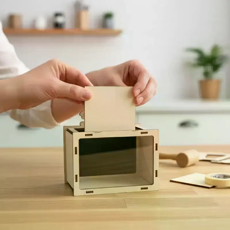 DIY Wooden Holographic Cinema 3D Phone Projector Hologram Bracket Science Educational Toy for Kids Toddler