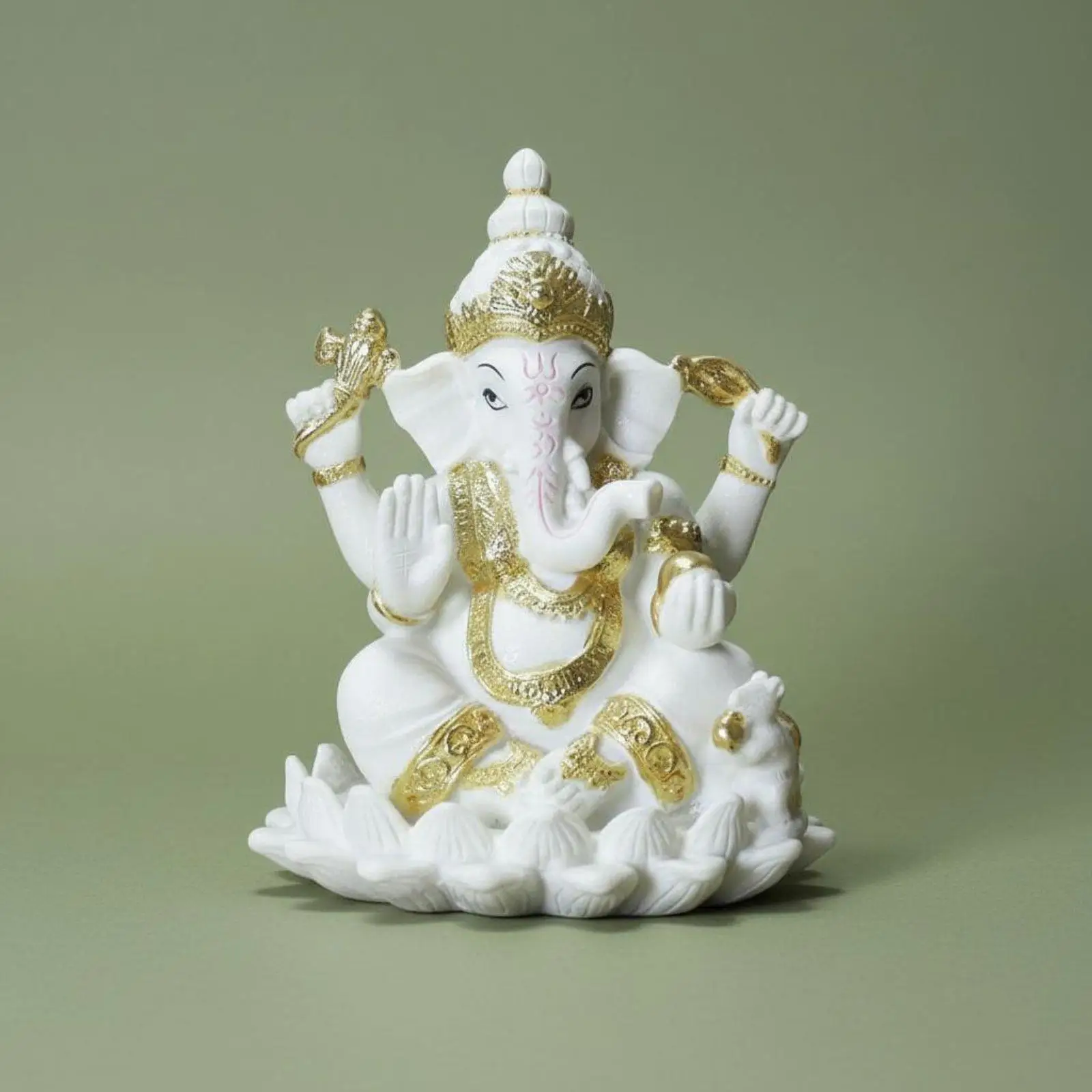 Resin Figurine Ganesha Idol Elephant God Statue for Home Decor Meditation Art Spiritual Remover of Obstacles Ornament