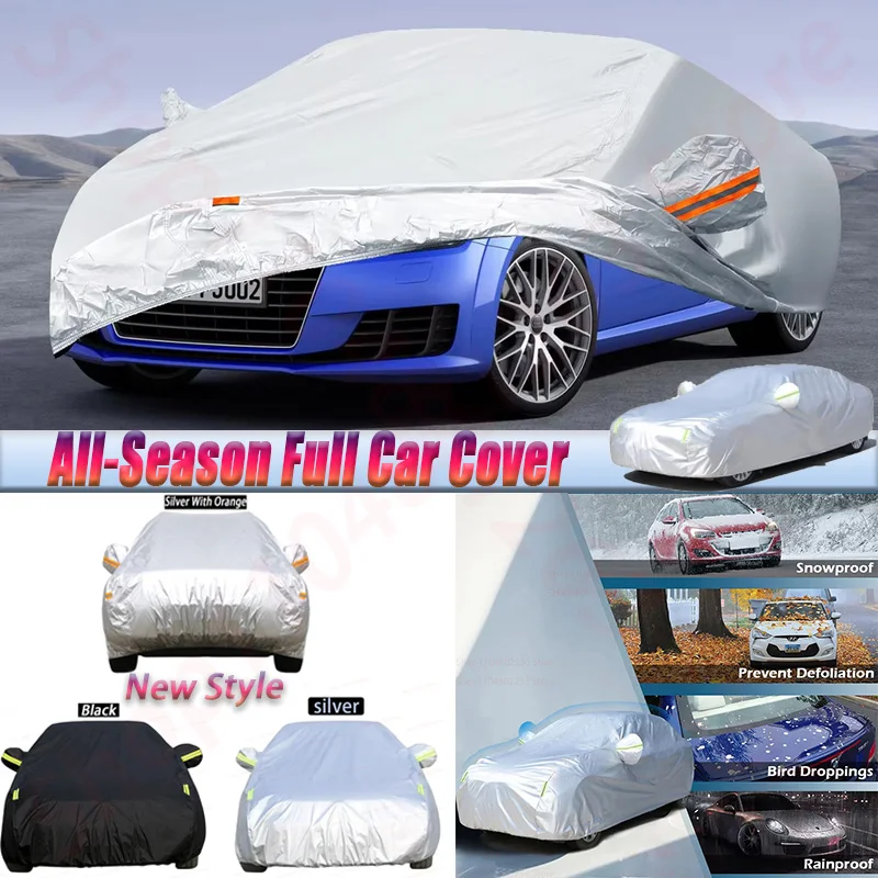 

Silver Full Car Cover For Audi TT TTS 1998-2025 Outdoor Anti-UV Sun Rain Snow Dust Protection Auto Cover Windproof