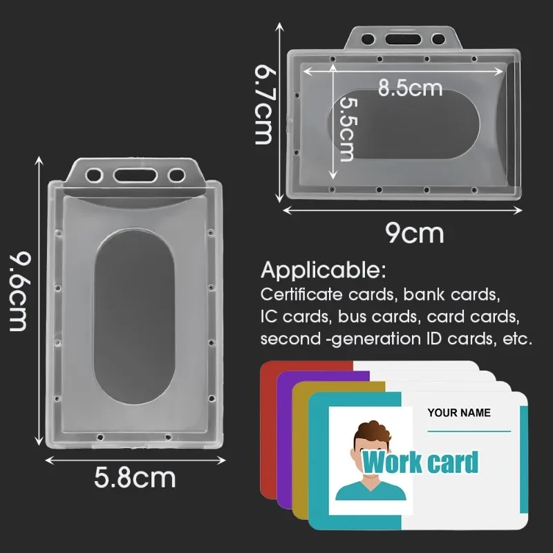 1/10Pcs Acrylic Plastic Work Card Holders Multi-use Hard PVC Badge Work ID Card Holder Protector Covers Case Office Supplies