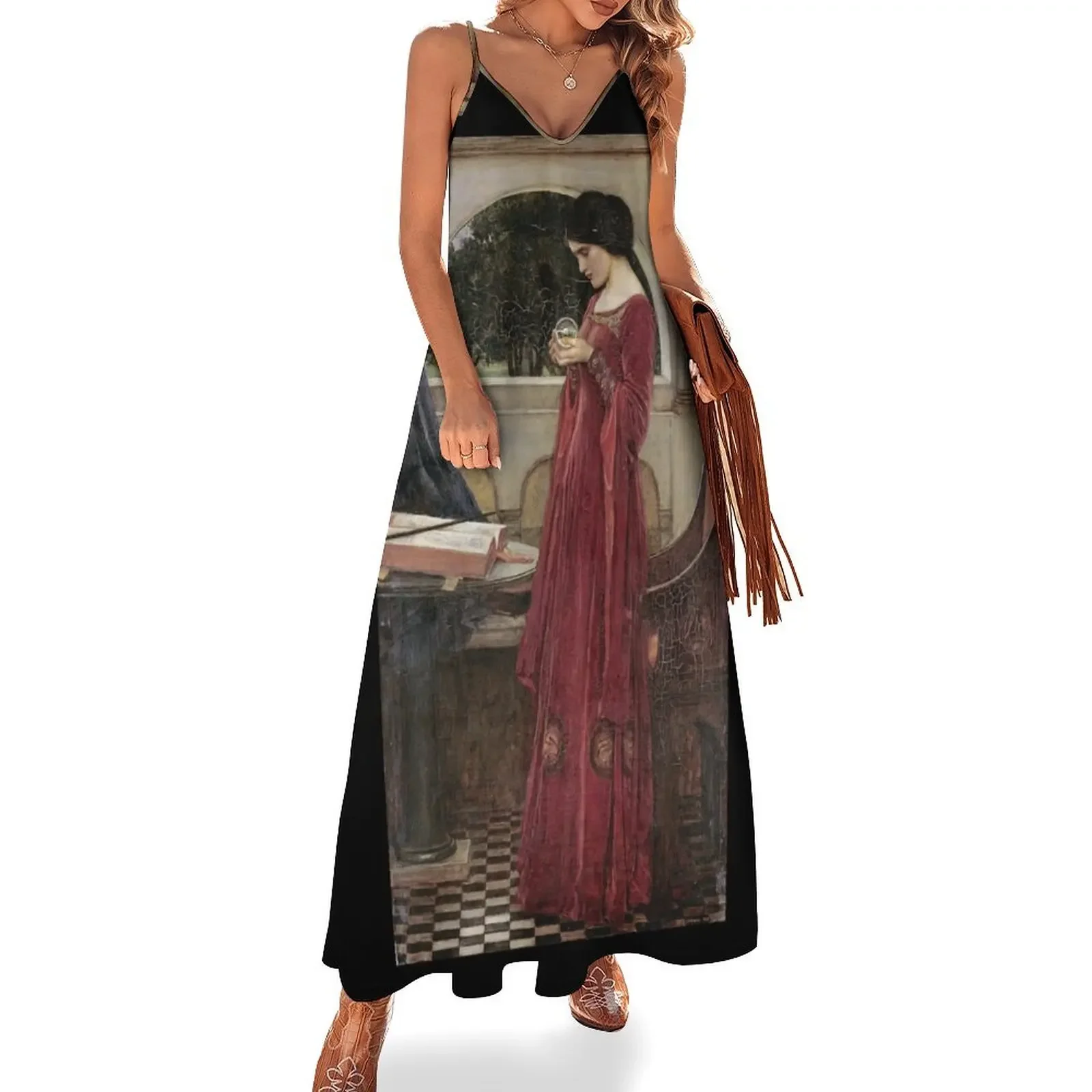 

John William Waterhouse - The Crystal Ball Sleeveless Dress long dress women summer fairy dress long dresses for women