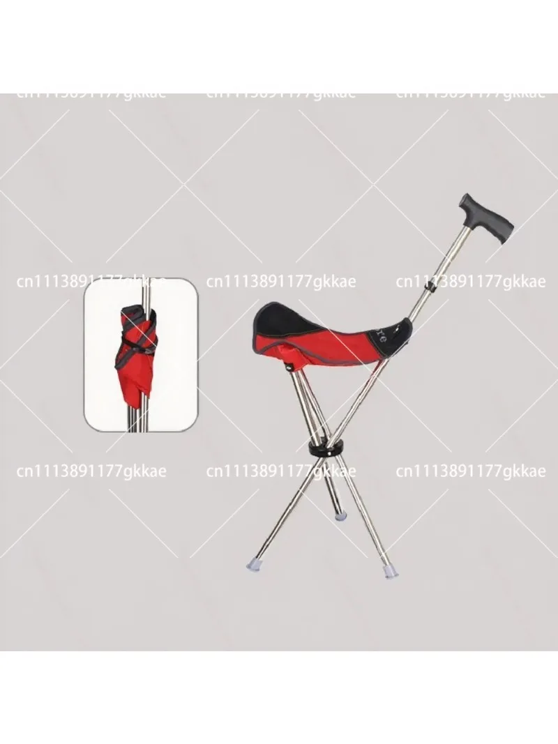 Retractable Foldable Walking Stick Stool for Elderly Outdoor Climbing Non-Slip Seat Cane
