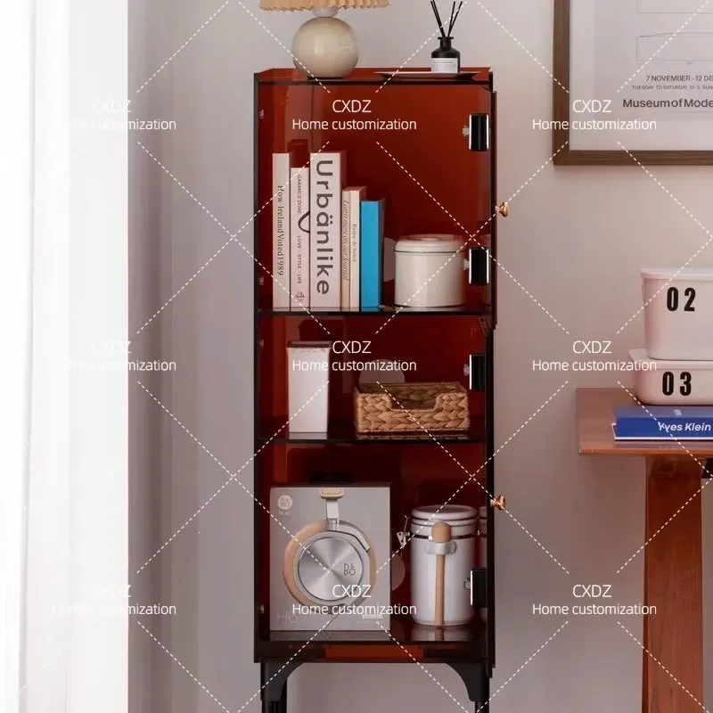 Acrylic Locker Creative Small Narrow Cabinet Wine Storage Floor Standing Vertical Bookcase for Home Office Organization