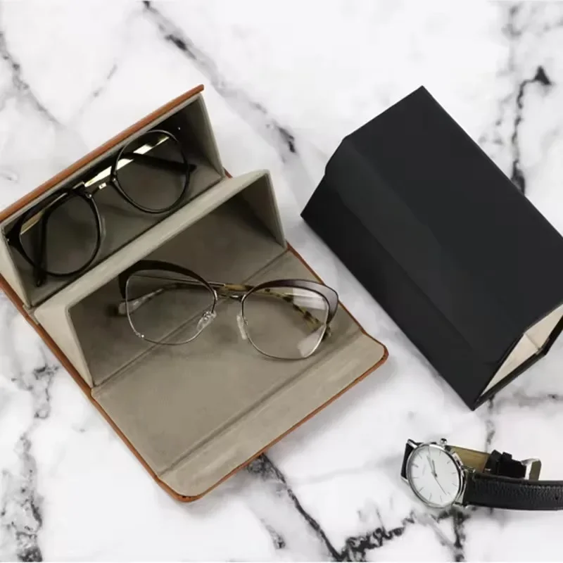 PU Multi-Slot Sunglasses Organizer Foldable Storage Box for Glasses Jewelry Eyeglasses Storage Case Portable Travel Glasses Case