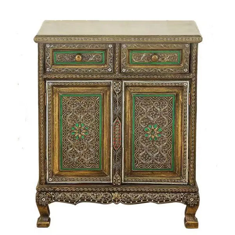 Solid wood furniture cabinet South East Asia style entrance cabinet hand-carved