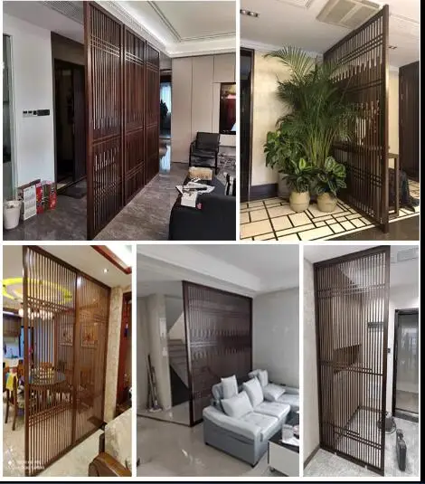 Custom-made new Chinese-style screen partition living room door to block household modern simple doorway solid wood grilleoffice