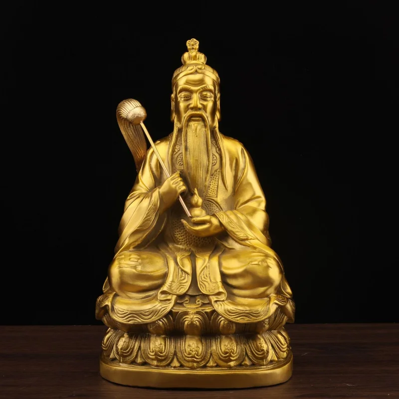 Pure Copper Statue Of Supreme Elder Laojun, Three Immortals Of The Taoist Tradition, Dao De Ling Bao, Yuan Shi Tian Zun, Dec