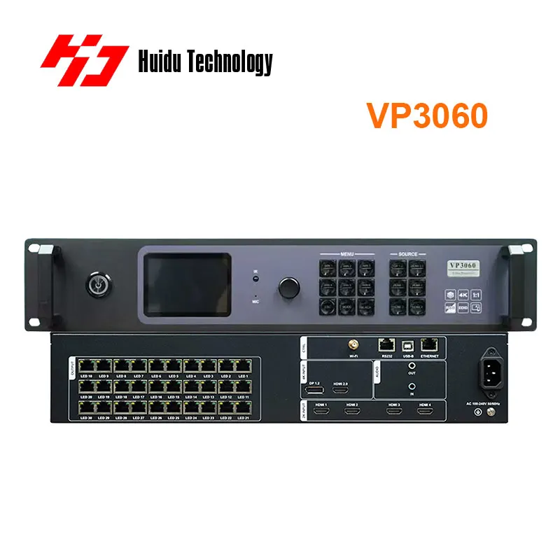 Huidu VP3060 معالج فيديو LED ذكي للتحكم في تطبيق Wi-Fi وتعديل السطوع لمراكز التسوق